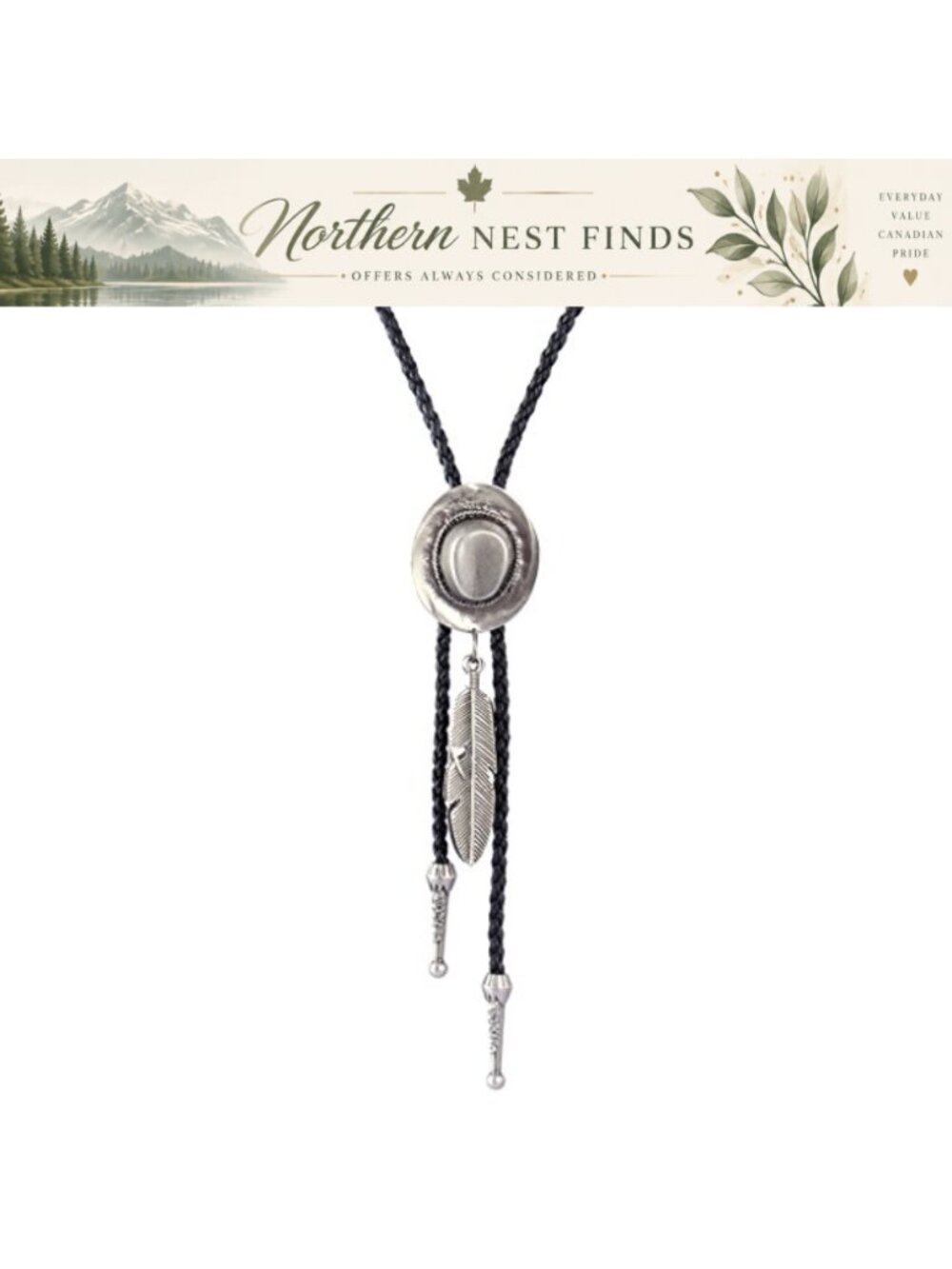COOLLA Handmade Bolo Tie Feather Western Cowboy Necktie Unisex Adjustable